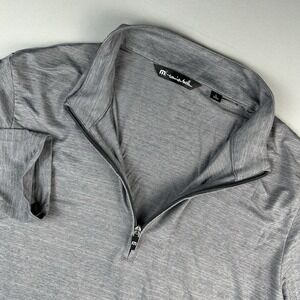 Travis Mathew Pullover Mens Large Grey Stripe Golf Performance Quarter Zip Golf